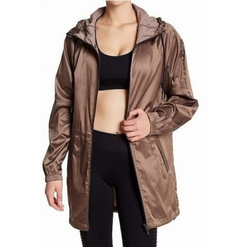 Zella Bronze Rain  Jacket Long Anorak Size‎ XS Brown